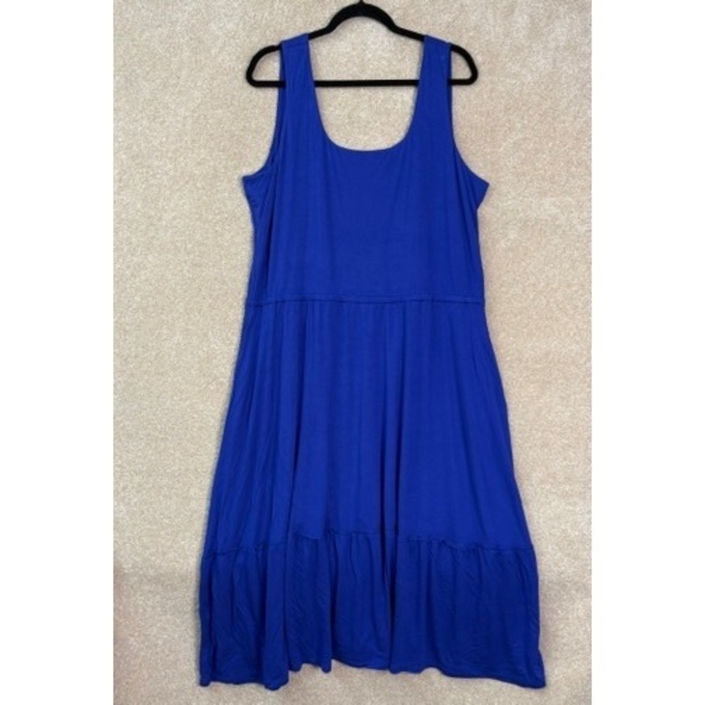 JASON WU Jersey Knit Dress Womens XL Blue Stretch Tiered Casual Everyday